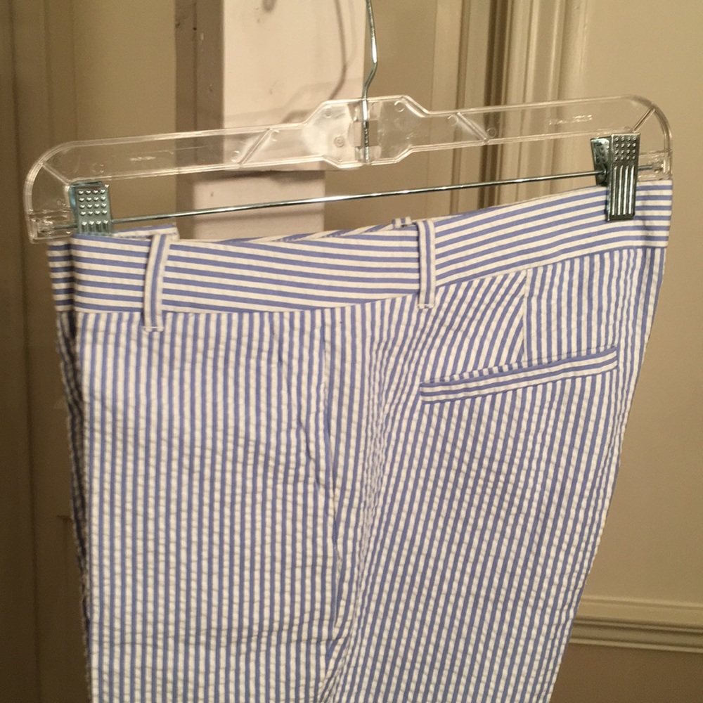 J.Crew Cafe Capris, Blue/White Seersucker. Cute!